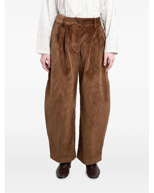 CAWLEY STUDIO Brown Pantalon Robyn En Velours Côtelé