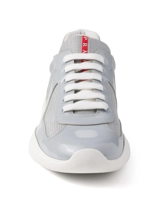 Prada White Patent Leather And Technical Fabric America's Cup Sneakers for men