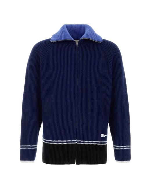 Marni Blue Zip Wool Blend Cardigan for men