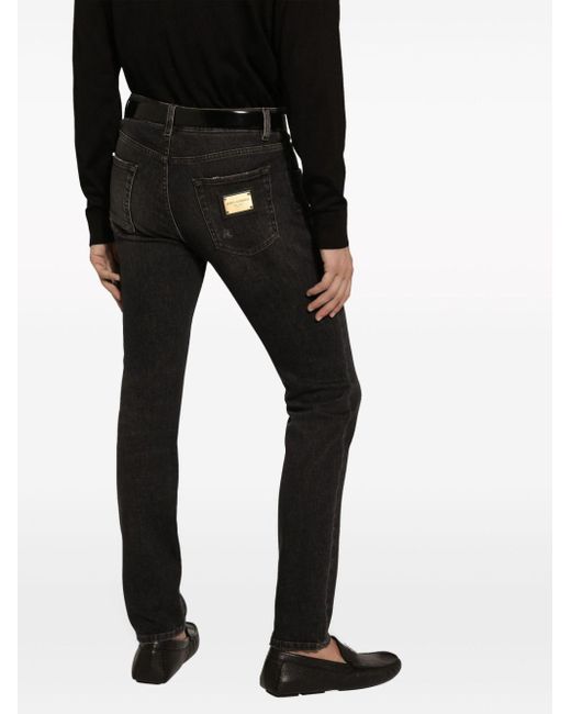 Dolce & Gabbana Slim-Fit-Jeans im Distressed-Look in Black für Herren