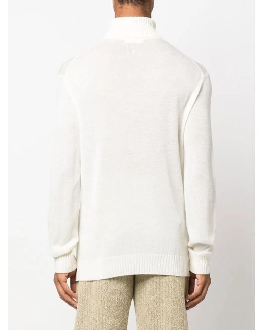 Jil Sander White Roll Neck Knitted Sweater for men