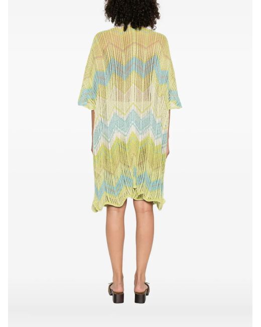 Akep Yellow Zigzag Knitted Coat