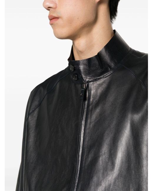Giorgio Armani Black Zip-Up Leather Jacket for men