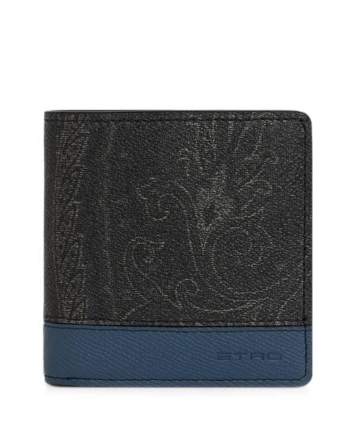 Etro Black Compact Arnica Wallet With Leather Insert for men
