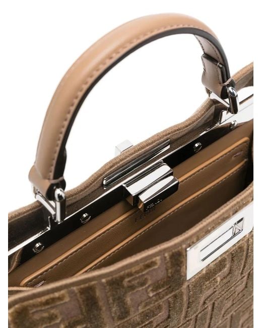 Fendi Natural Peekaboo Iseeu Small Jacquard Ff Velvet Bags