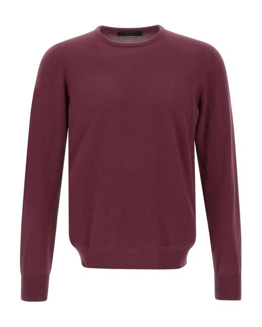 Gran Sasso Purple Ribbed Crew-Neck Sweater for men