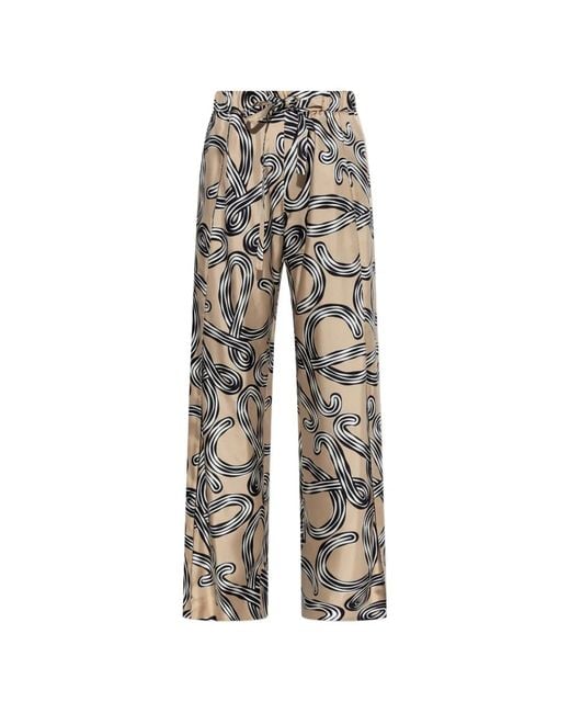 Loewe Gray Anagram-Print Silk Trousers