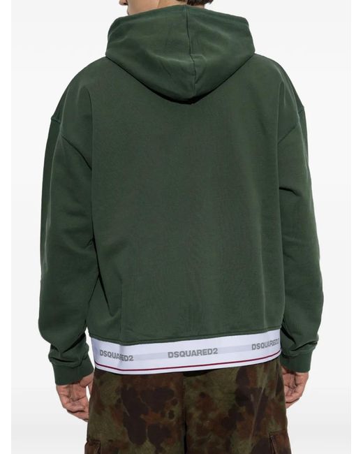 DSquared² Green Logo-Tape Drawstring Hoodie for men