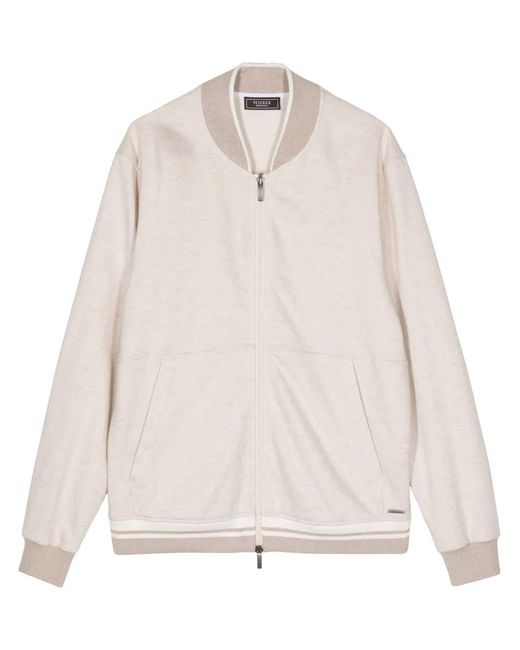 Peserico Natural Stripe-Detail Cotton Bomber Jacket for men