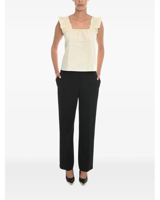 Samsøe & Samsøe White Ruffled Square-Neck Blouse