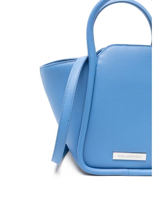 Karl Lagerfeld Blue Icon Grained Leather Logo-Plaque Tote Bag