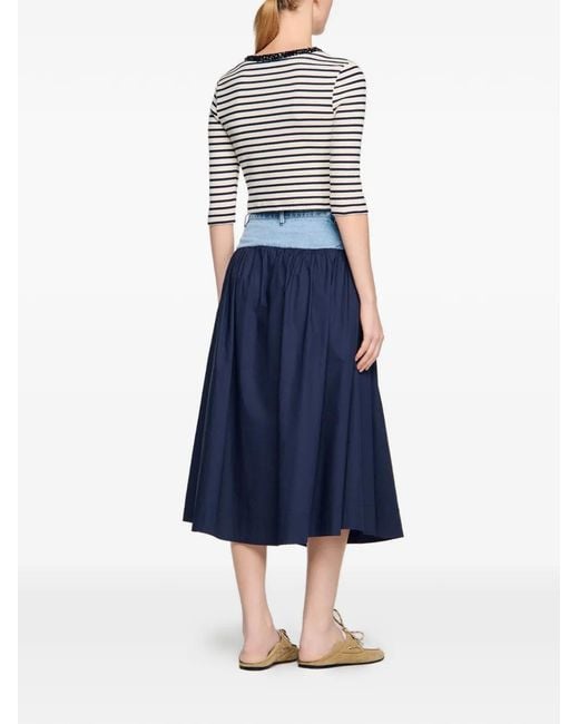 Sandro Black Striped-Pattern Top