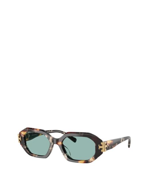 Tory Burch Green Double T Geometric-Frame Sunglasses