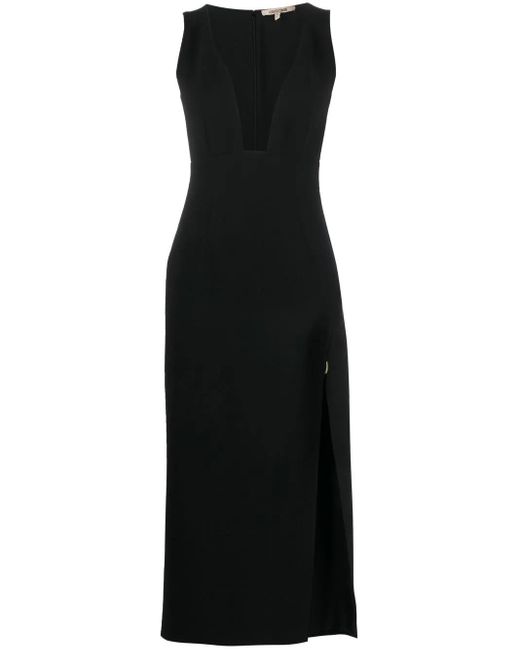 Roberto Cavalli Black V-Neck Side-Slit Dress