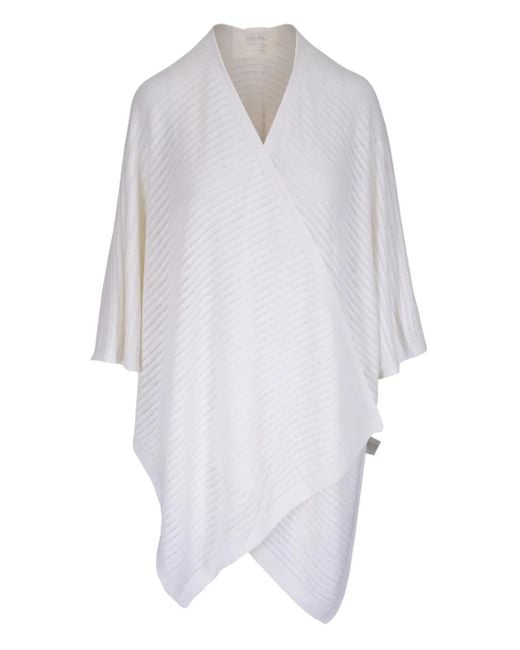 Kinross Cashmere White Linen Poncho