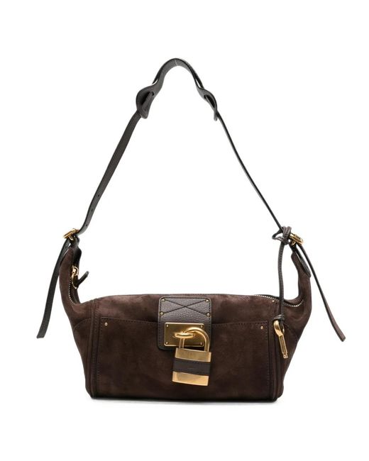Chloé Metallic Hobo Paddington Suede Crossbody Bag