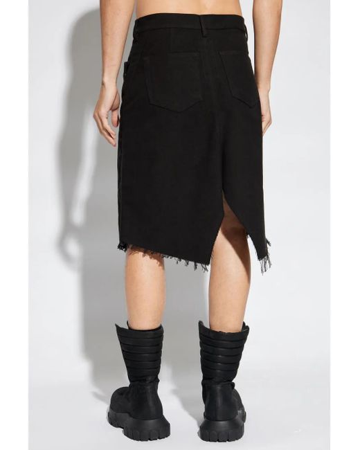 Rick Owens Black Slivered Midi Skirt for men
