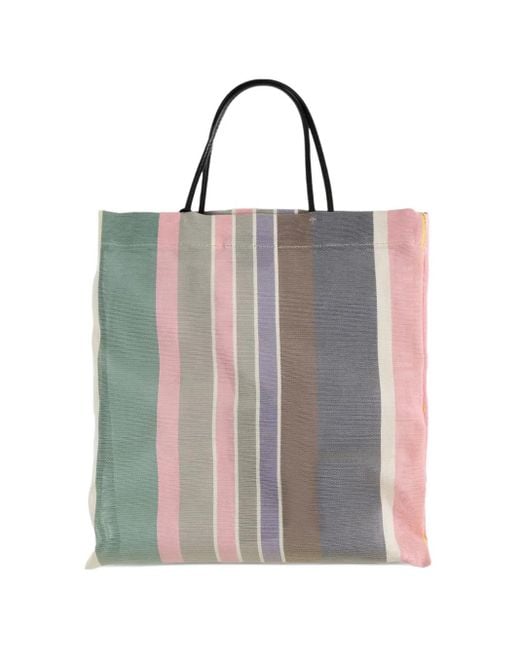 The Row Gray Mini Barn Striped Tote Bag