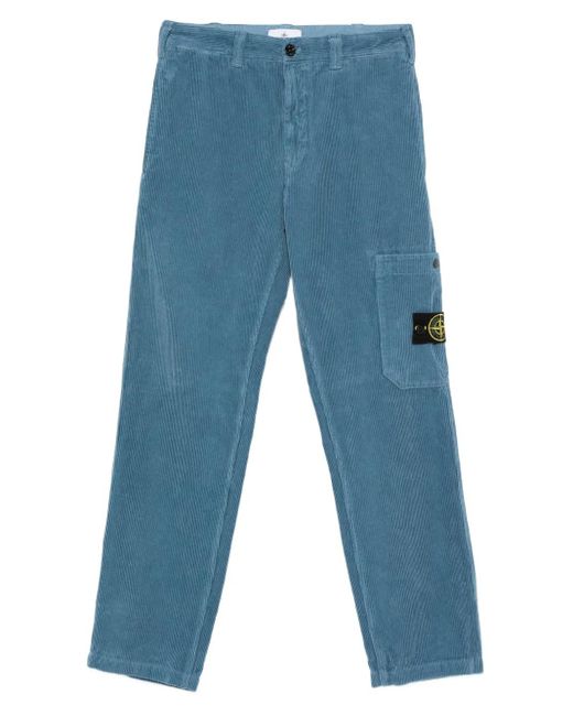 Stone Island Blue Corduroy Pocket Trousers for men
