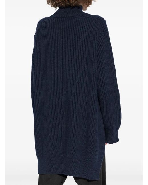 Jil Sander Blue Chunky-Ribbed Wool Jumper
