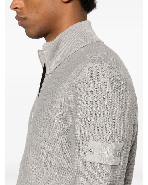 Stone Island Gray Ghost Logo-Patch Cardigan for men