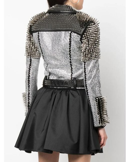 Philipp Plein Black Crystal Studded Jacket