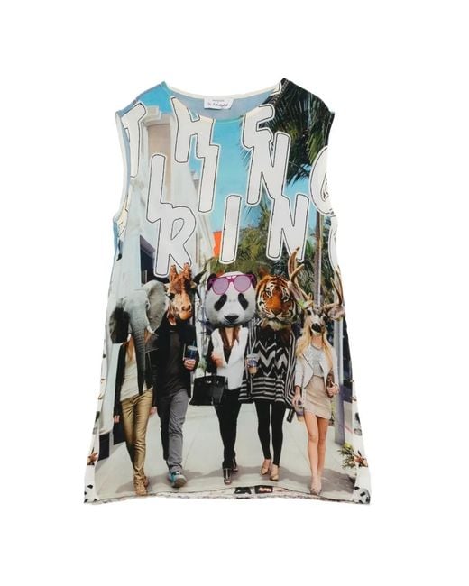 The Artistylist Blue Graphic-Print Sleeveless Blouse