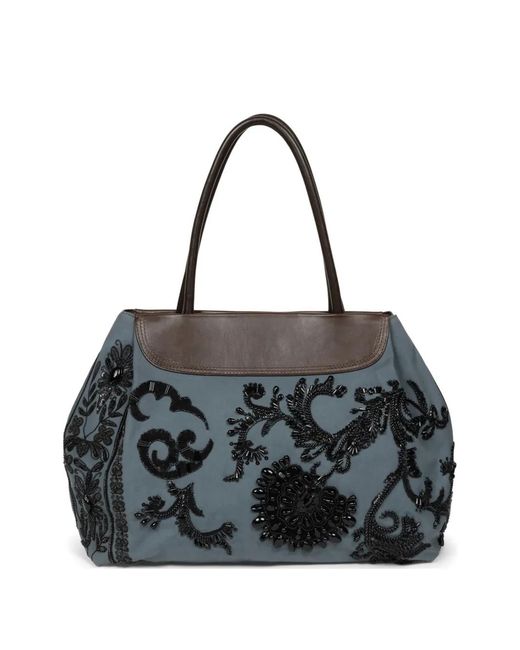 Dries Van Noten Black Embroidered Shoulder Bag