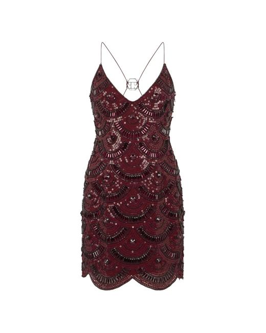 Philipp Plein Purple Sequin-Embellished Scallop-Edge Mini Dress