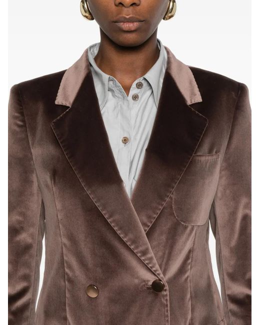 Tagliatore Brown Double-Breasted Velvet Jacket