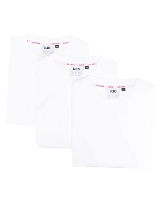 Gcds White Three-Pack Cotton T-Shirt for men