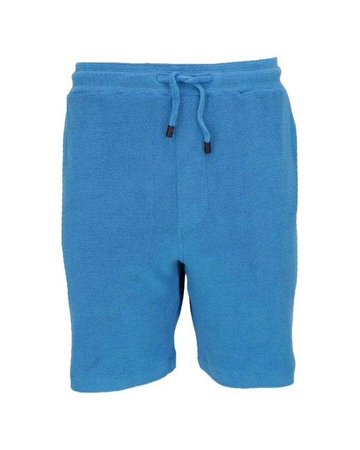 Isaia Blue Drawstring Terry-Cloth Shorts for men