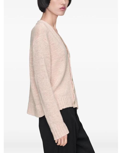 Maison Margiela White Ribbed V-Neck Cardigan