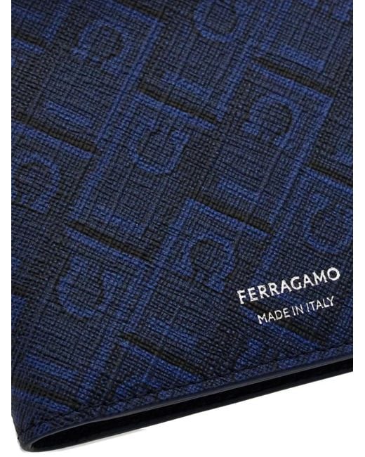 Ferragamo Blue Monogram Print Wallet for men