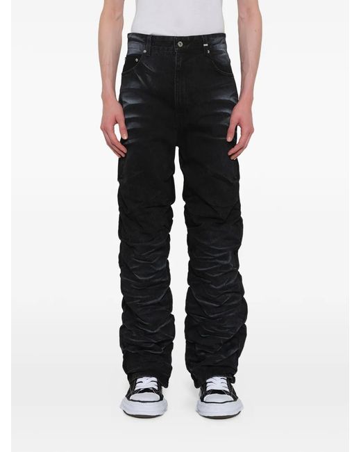 we11done Black Belt-Loop Pocket Jeans for men