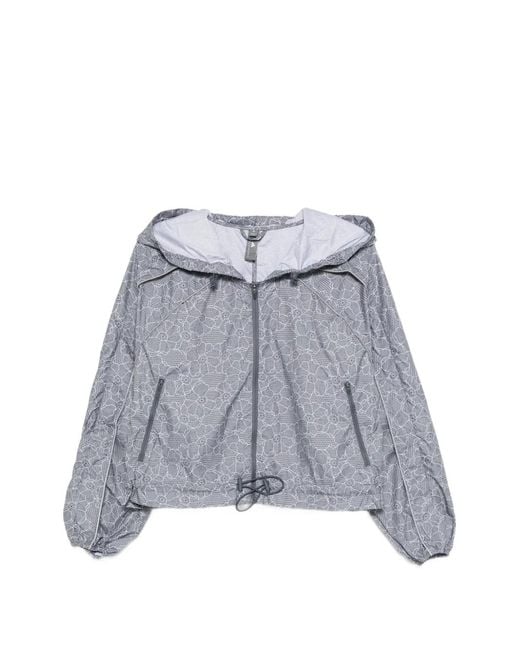 Adidas By Stella McCartney Gray Floral Hooded Jacket