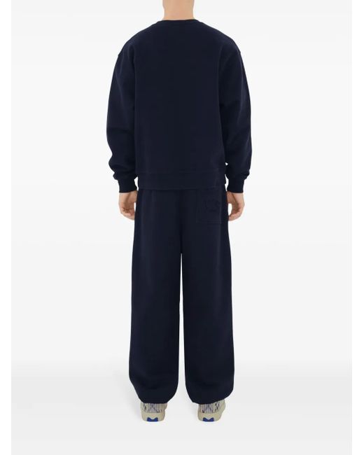 Burberry Blue Logo-Appliqué Cotton Track Pants for men
