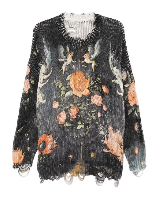 R13 Gray Floral-Print Jumper