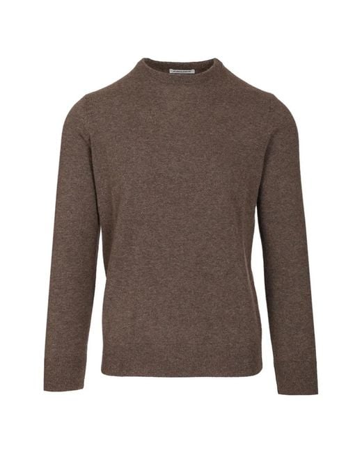 Al Duca D'aosta Brown Ribbed-Trim Cashmere Sweater for men