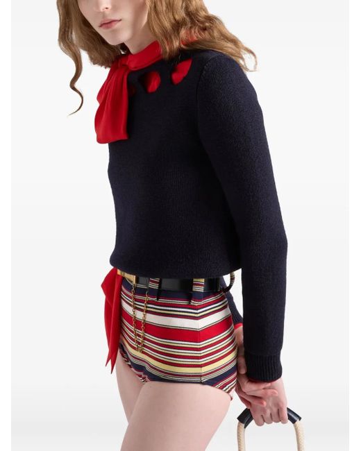 Prada Blue Pullover Mit U-Boot-Ausschnitt