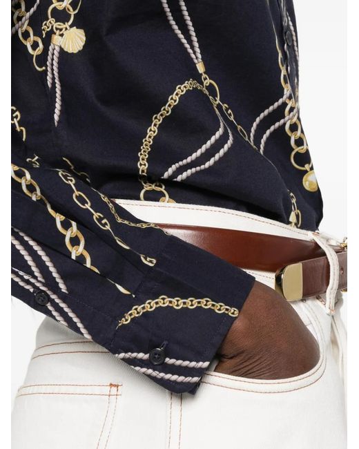 Gant Blue Chain-Print Long-Sleeved Shirt