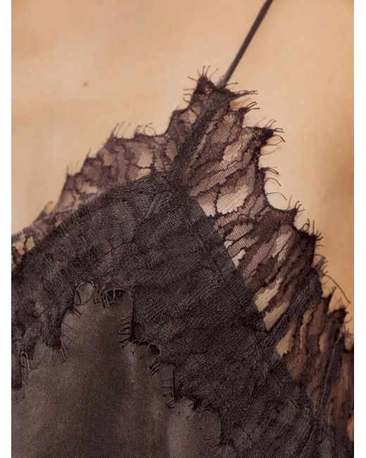 IRO Brown Lace-Trim Sleeveless Blouse