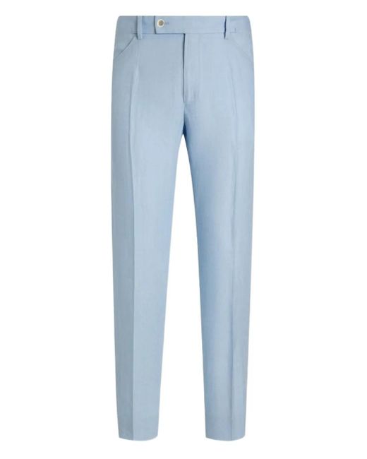 Dolce & Gabbana Blue Linen Trousers for men