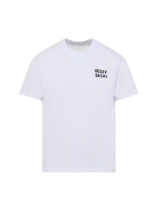 Sacai X Geoff Mcfetridge Embroidered T-Shirt in White for Men | Lyst
