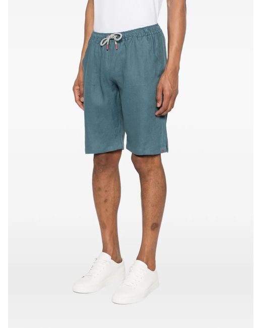Kiton Blue Drawstring Shorts for men