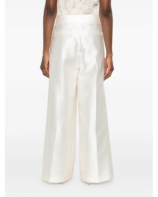 Carla G White Pressed-Crease Palazzo Pants