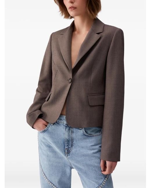 Liu Jo Brown Single-Breasted Cropped Blazer