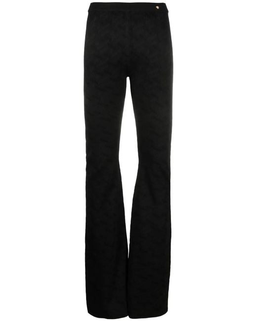 Versace Black Greca-Knit Flared Trousers