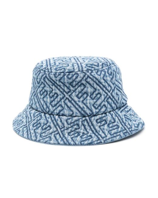 Fendi Blue Ff Embroidered Bucket Hat - Women's - Cotton