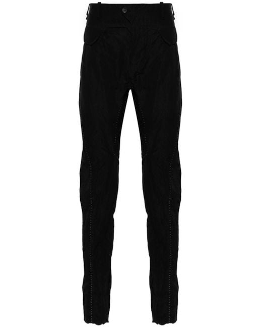 Masnada Black Contrast-stitching Tapered Trousers for men